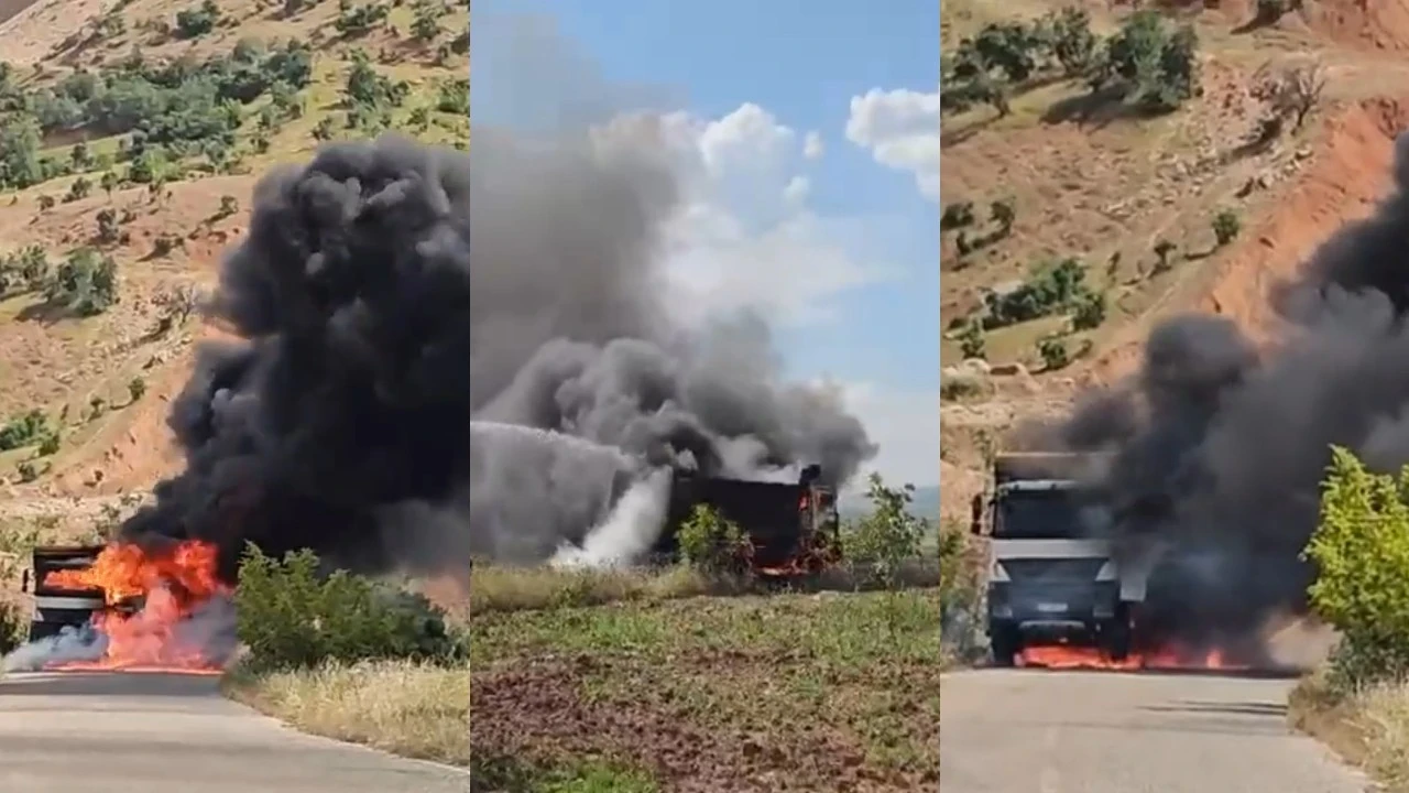 Siirt’te kamyon yangını: Sürücü son anda kurtuldu