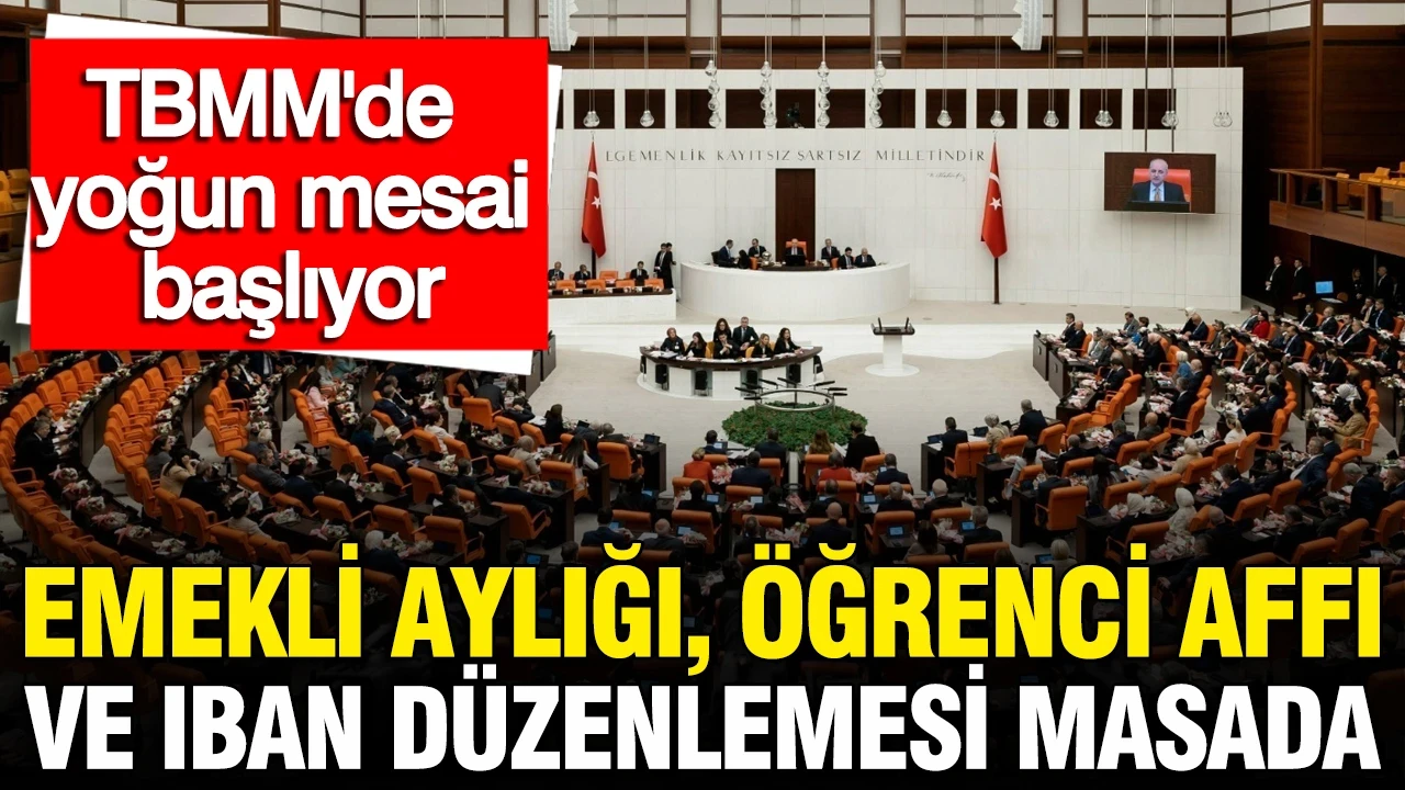 TBMM'de yoğun mesai: IBAN düzenlemesi, emekli aylığı, öğrenci affı gündemde