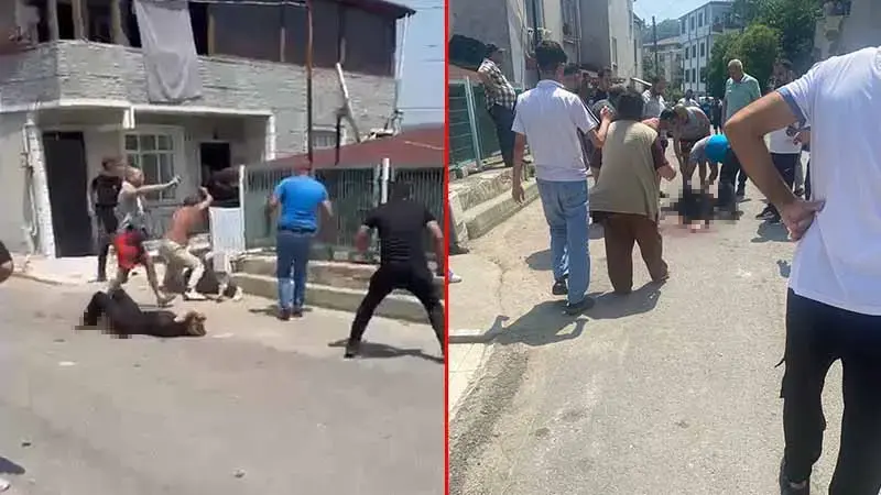 Eşini sokak ortasında bıçaklayan şüpheliye linç girişimi