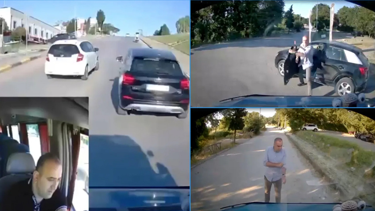 Savcı ile minübüs şoförünün trafikteki tartışması kamerada