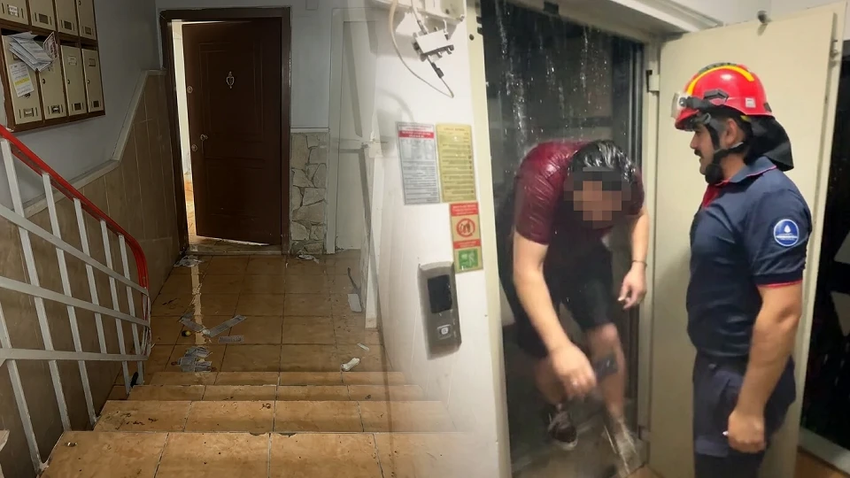 Sitedeki su saatini söktü… Binayı su basınca asansörde mahsur kaldı