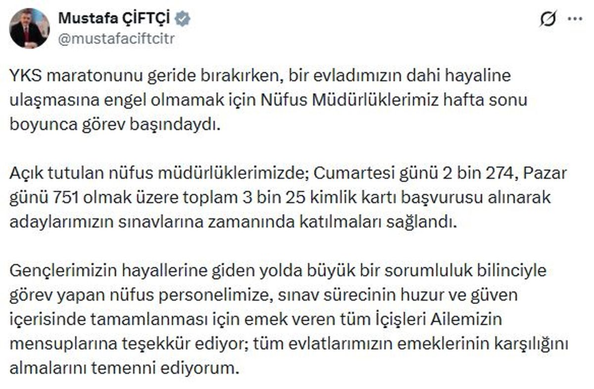 3 bin 25 kişi, YKS'ye yetişebilmek için sınav günü kimlik başvurusu yaptı