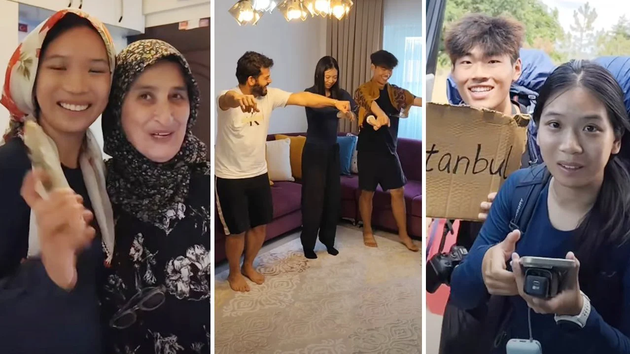 Otostopçu Çinliler Türk evine konuk oldu! Mantıya da bayıldılar, halaya da