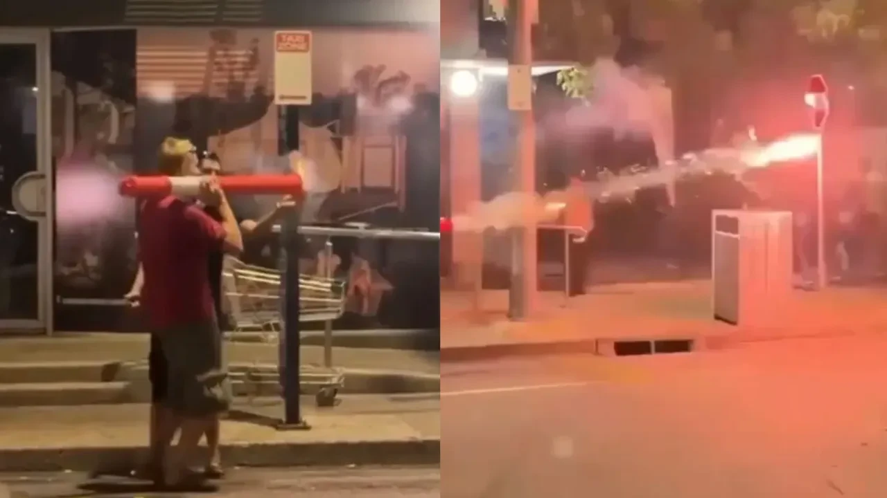 Havai fişeği doğrudan mekana fırlattı! Akılalmaz anlar