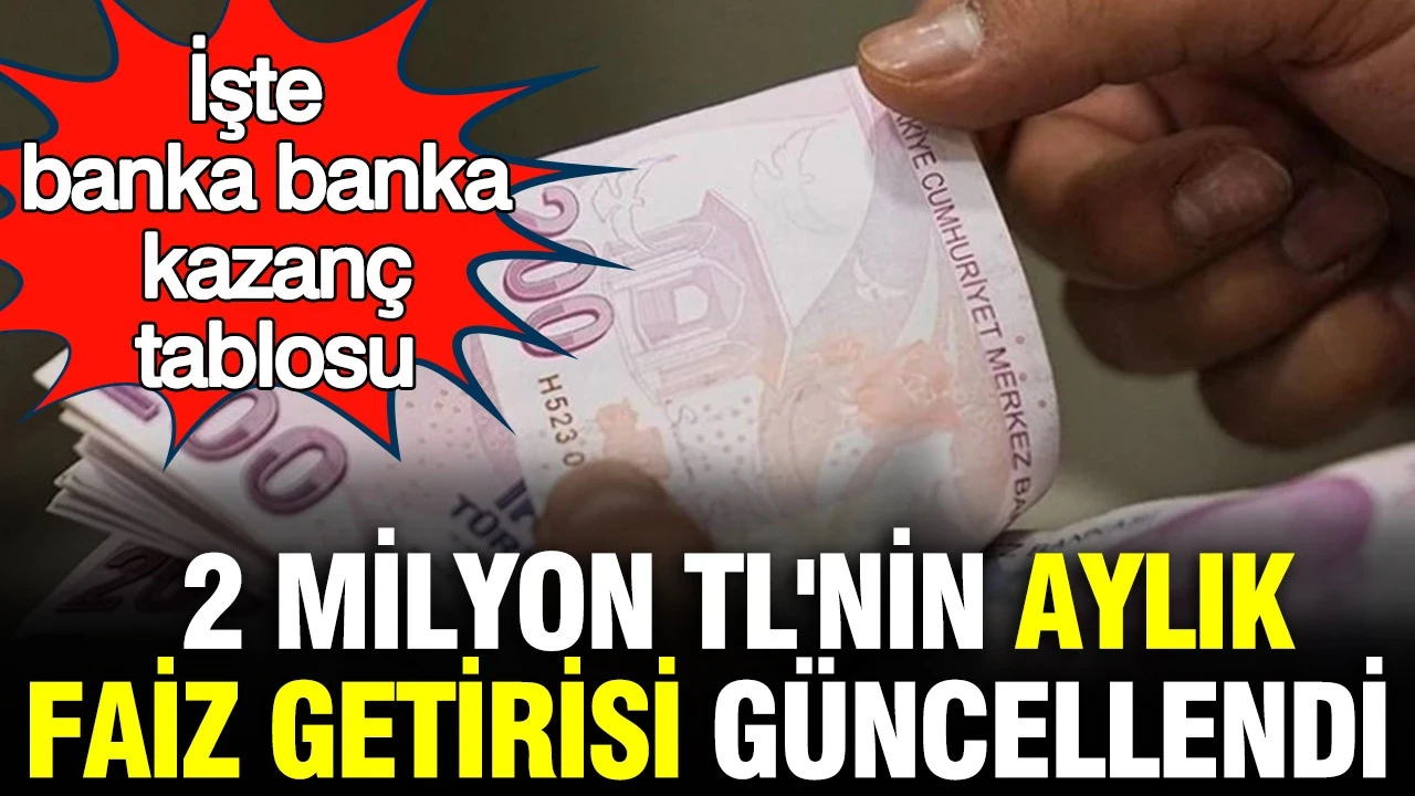 2 Milyon TL'nin aylık faiz getirisi güncellendi: İşte banka banka kazanç tablosu