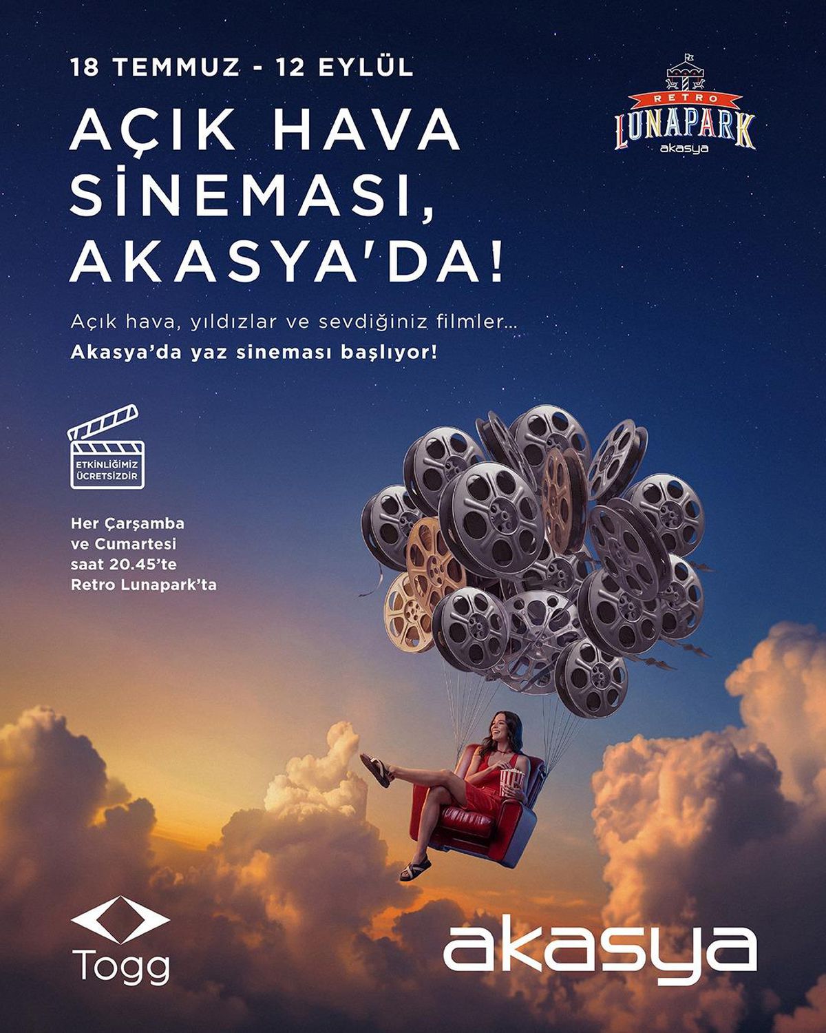 Akasya'da açık hava sineması başlıyor