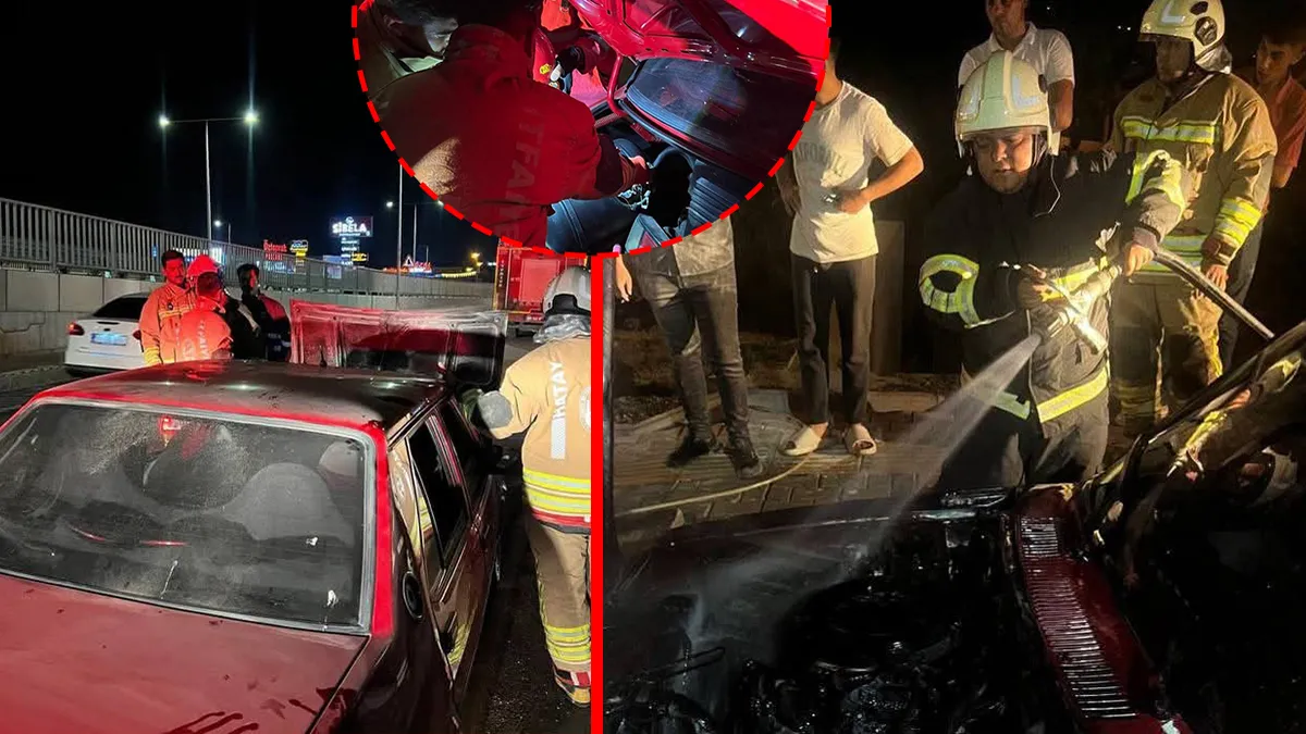 Hatay’da korkutan yangın! Otomobil alevlere teslim oldu