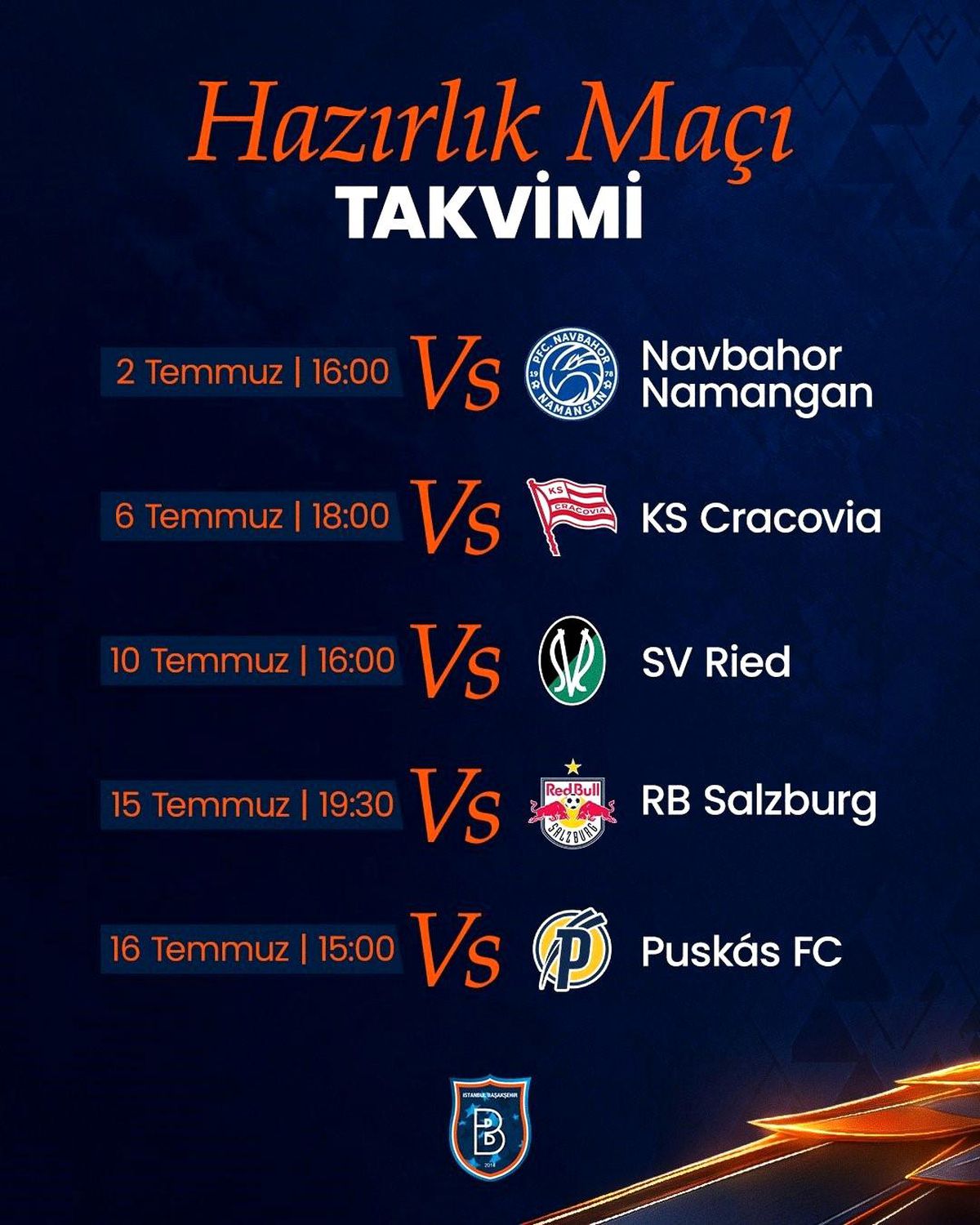 RAMS Başakşehir'in hazırlık maçları programı belli oldu