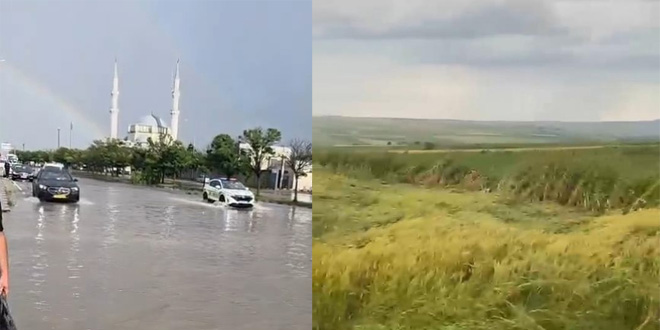 Edirne'de yollar göle döndü, tarlalar zarar gördü