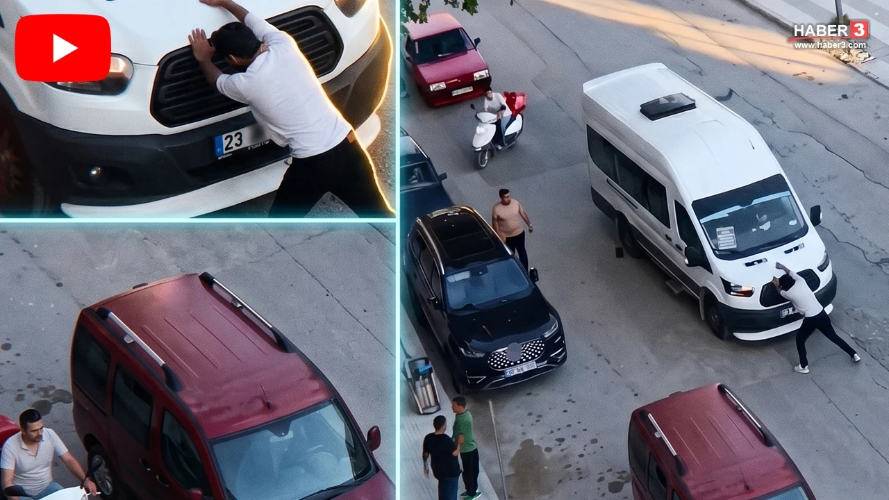 Bir trafik teröristi daha kamerada! Minibüsün önünü kesip aracı yumrukladı
