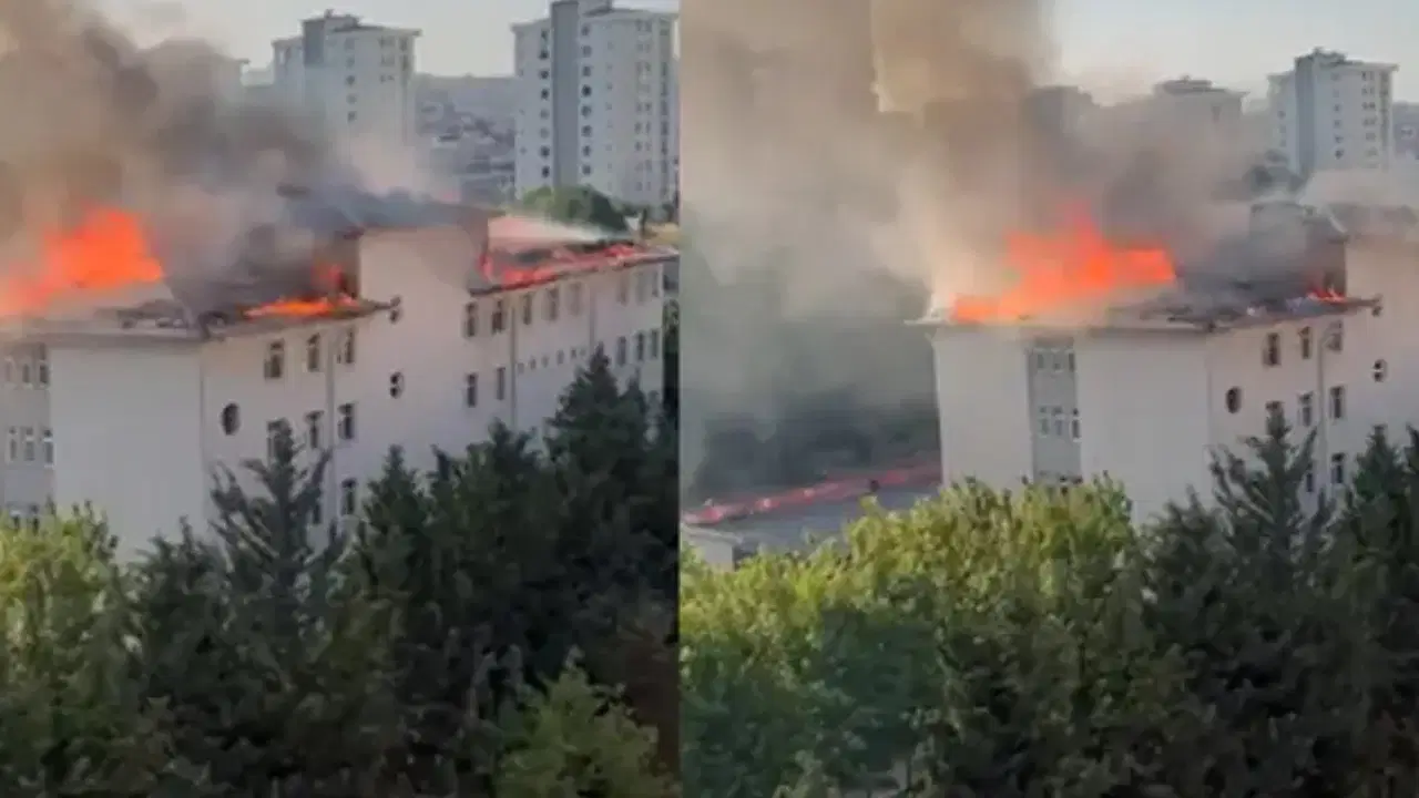 Beylikdüzü'nde okul çatısında yangın!