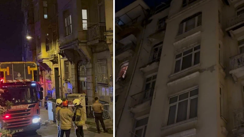 Beyoğlu’nda binada kısmı çökme meydana geldi: Bina sakinleri tahliye edildi