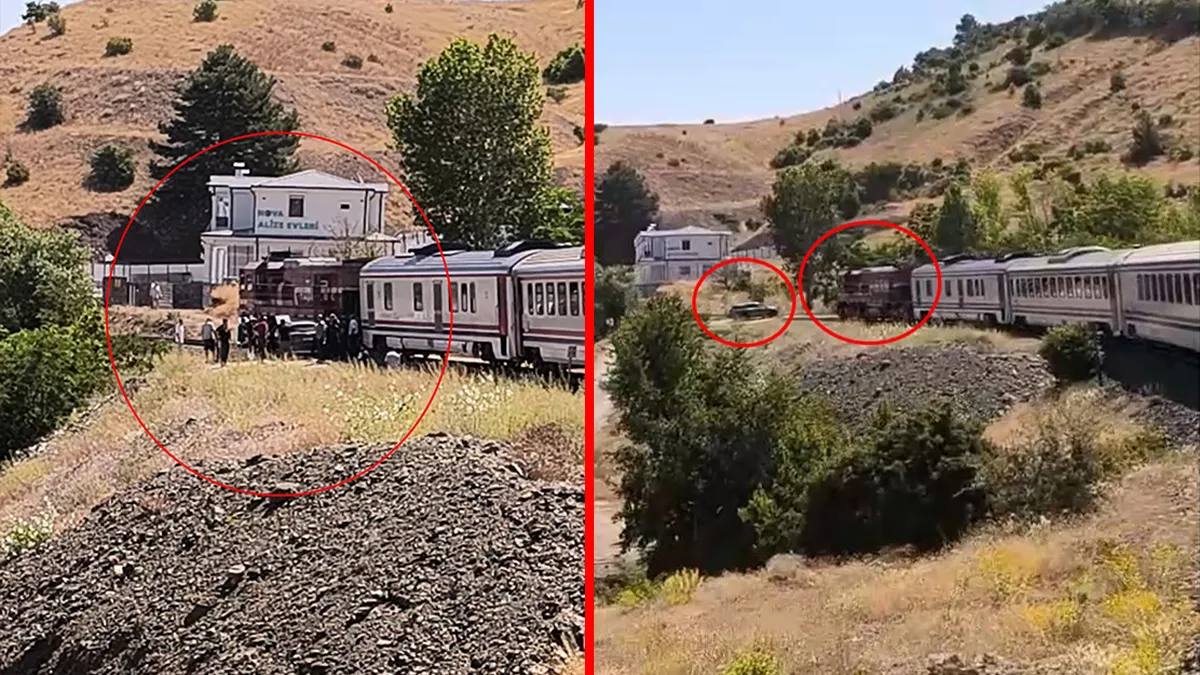 Elazığ’da korkunç kaza! Tren hemzemin geçitte otomobile çarptı: O anlar kameraya böyle yansıdı!