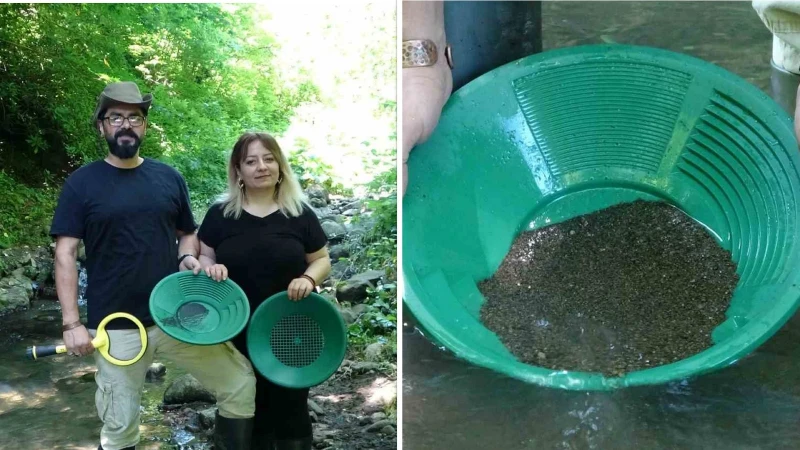 Hobileri kazanç kapısı haline geldi: Ekipmanla altın arayan çift öncülük etmeye başladı