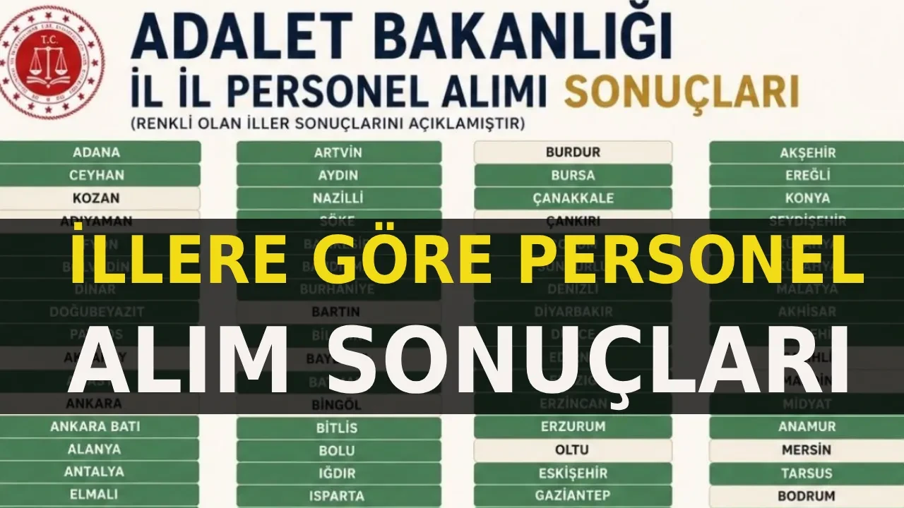Adalet Bakanlığı personel alımı sonuçları açıklanan iller listesi 2026! Adalet Bakanlığı personel alımı sonuçları hangi illerde açıklandı?
