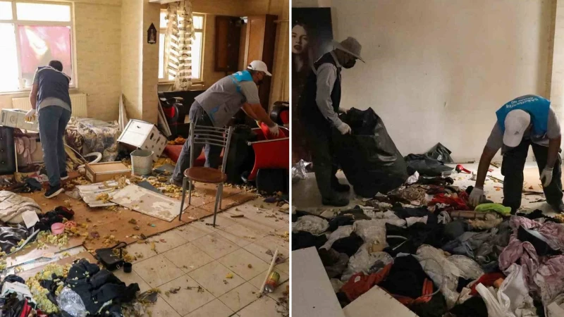 Diyarbakır’da bir evden 3 kamyon çöp çıkartıldı