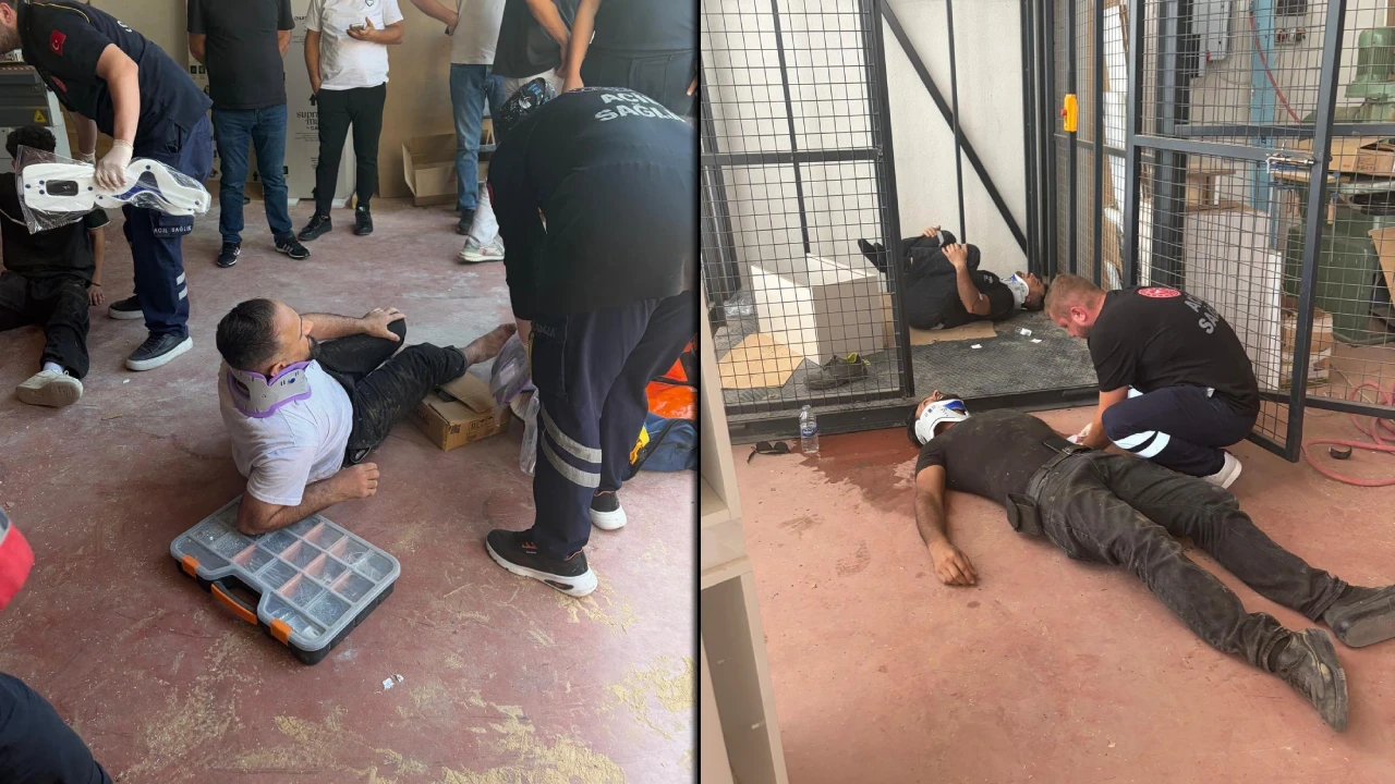 Yük asansörünün halatı koptu! İşçiler yere çakıldı