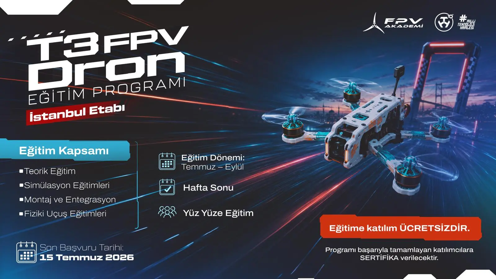 T3 FPV Akademi'den gençlere uygulamalı dron eğitimi: T3 FPV Dron Eğitim Programı için başvurular başladı