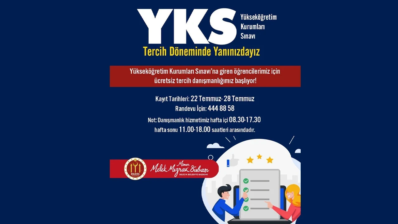 Bilecik Belediyesinden ücretsiz YKS tercih danışmanlığı hizmeti