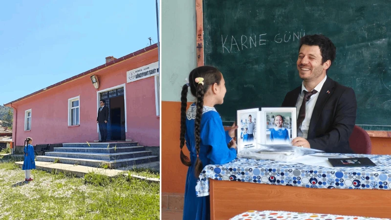 Bir öğretmen bir öğrenci: Türkiye'nin en sıra dışı karne törenlerinden biri Konya'da yaşandı