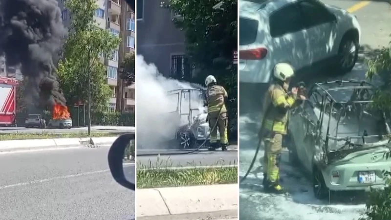 Beylikdüzü'nde elektrikli otomobilde çıkan yangın söndürüldü
