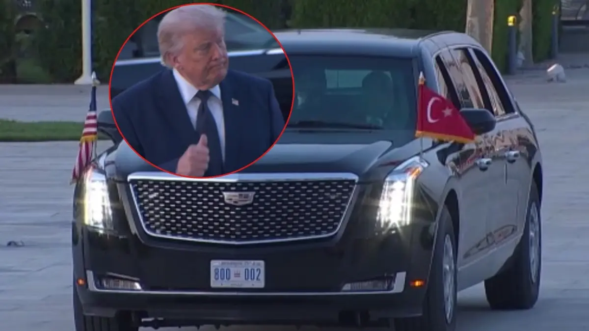 Trump'tan Mehter'e selam! Aracındaki Türk bayrağı dikkat çekti