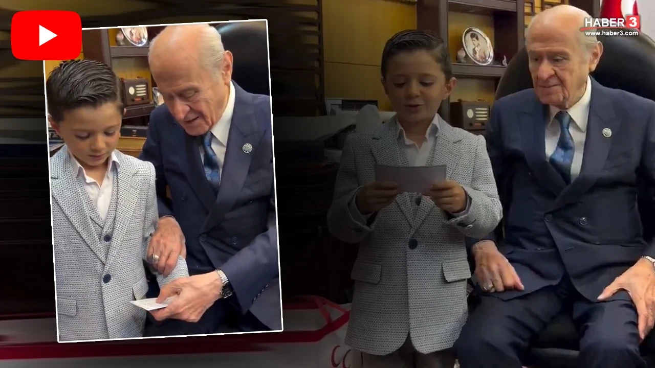 Bahçeli ile minik şair arasında gülümseten diyalog: ''Ülkücüler kaçmaz''