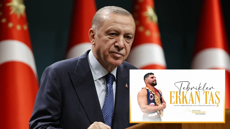 Cumhurbaşkanı Erdoğan'dan Kırkpınar'ın Başpehlivanı Erkan Taş'a tebrik mesajı