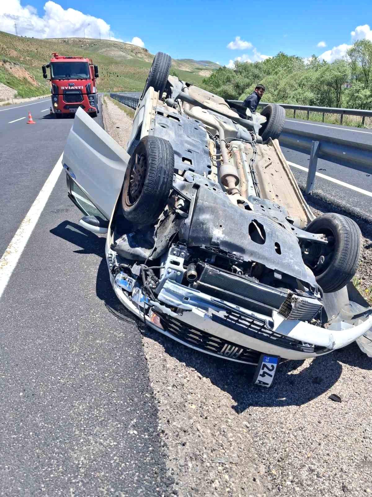 Kontrolden çıkan otomobil takla attı