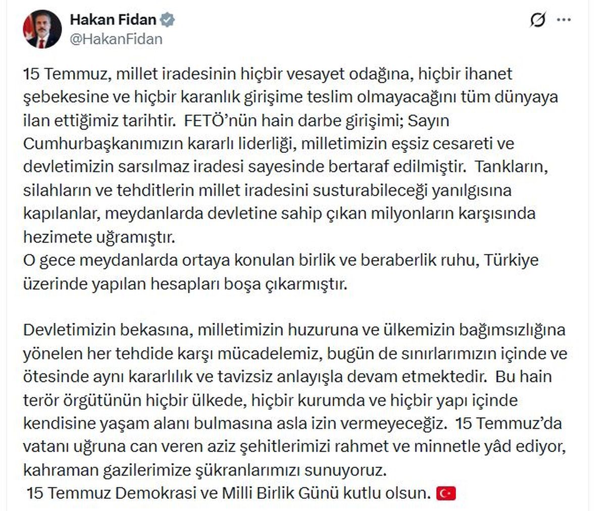 Bakan Fidan: Hain terör örgütünün yaşam alanı bulmasına asla izin vermeyeceğiz