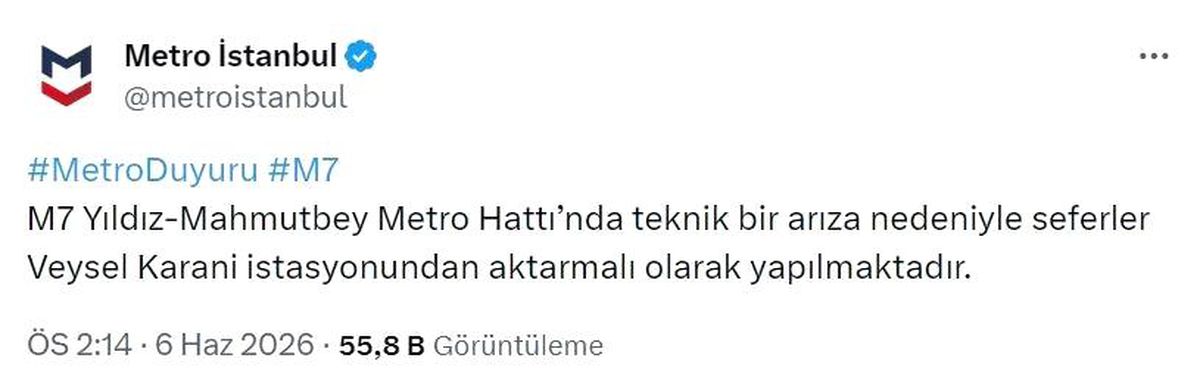 M7 Metro Hattı'nda arıza: Vatandaşlar tünelde yürüdü