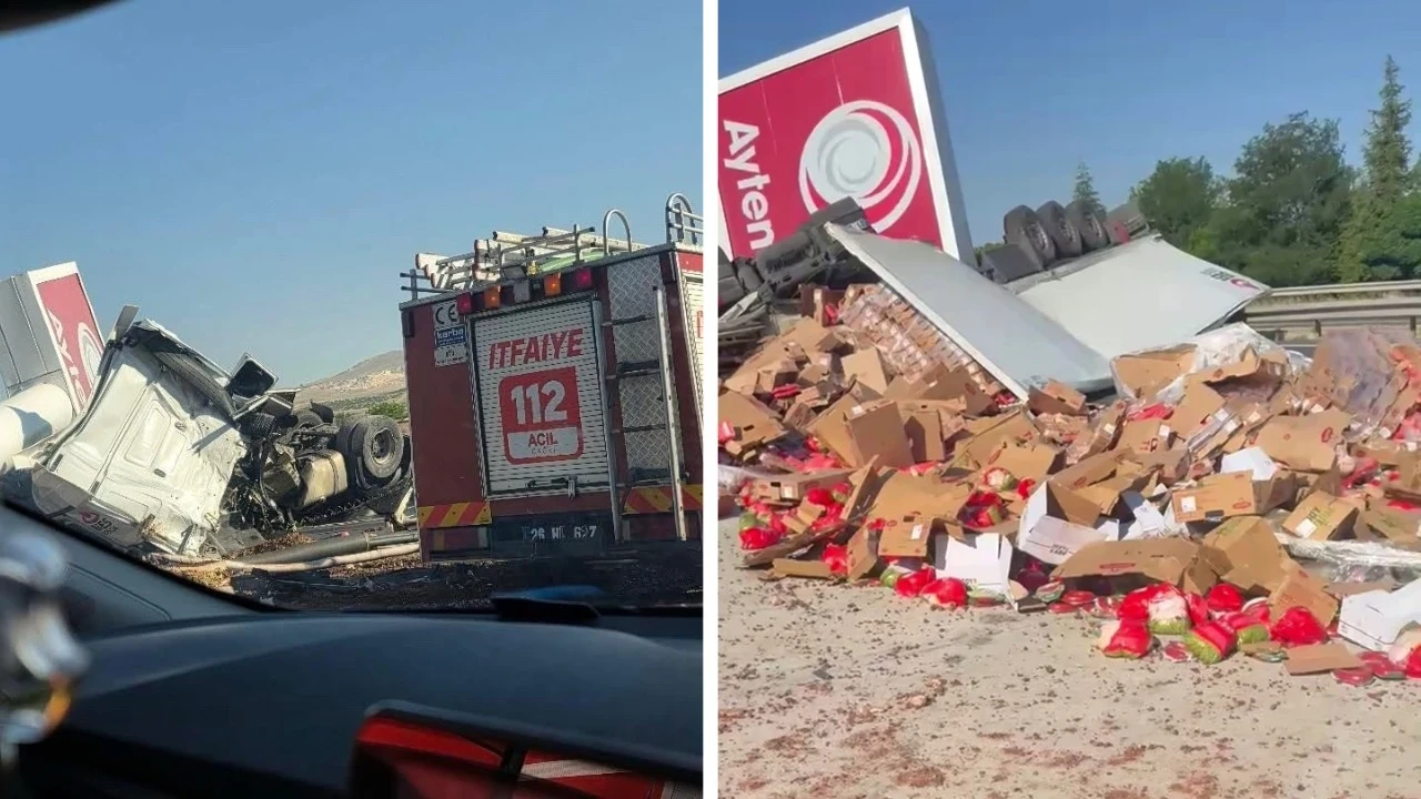 TIR akaryakıt istasyonuna daldı