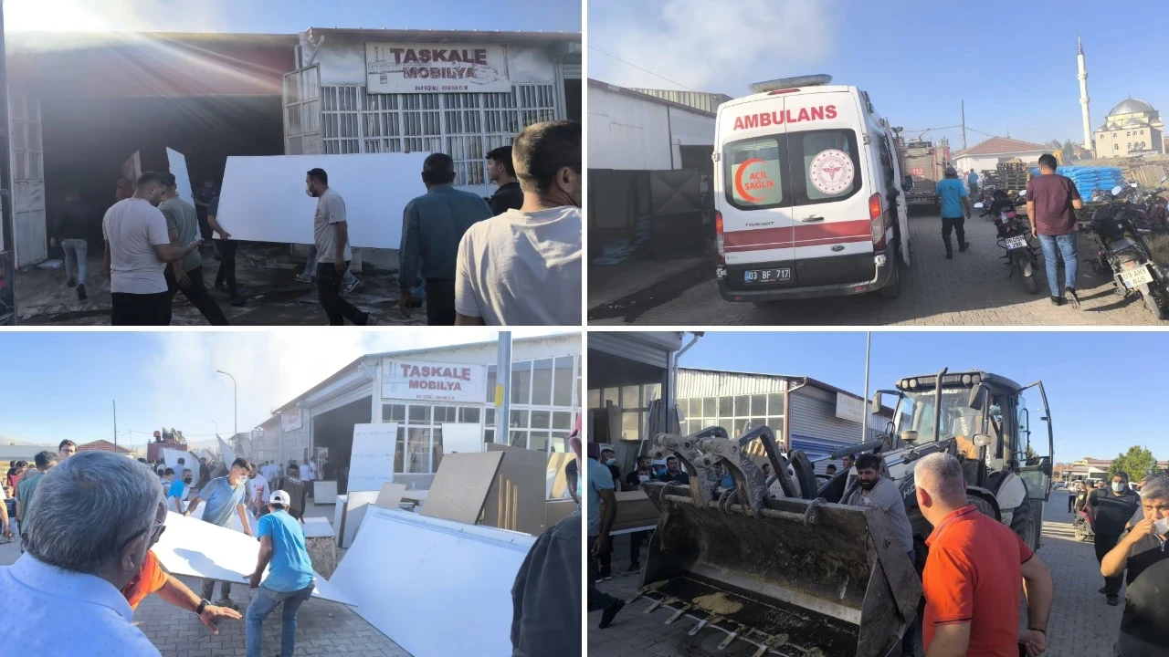 İş yerinde tüp patlaması sonrası yangın çıktı