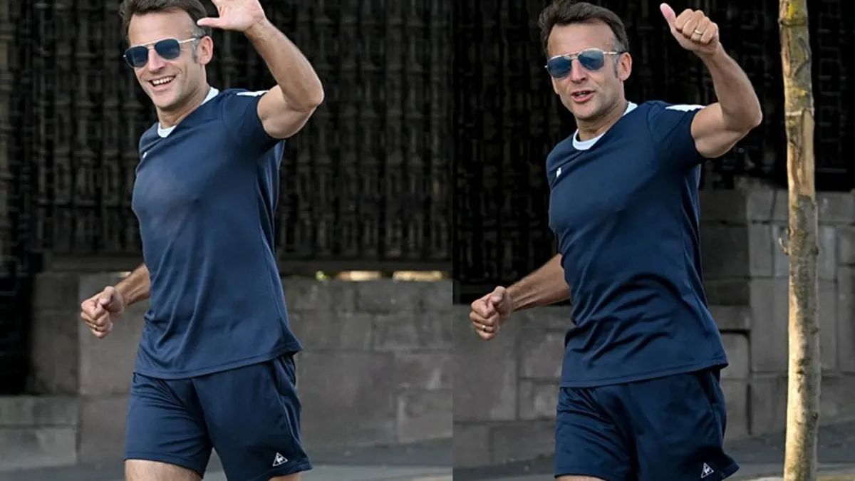 Macron'dan Ankara'da NATO zirvesi öncesi sabah koşusu: Seğmenler Parkı'nda polise el salladı