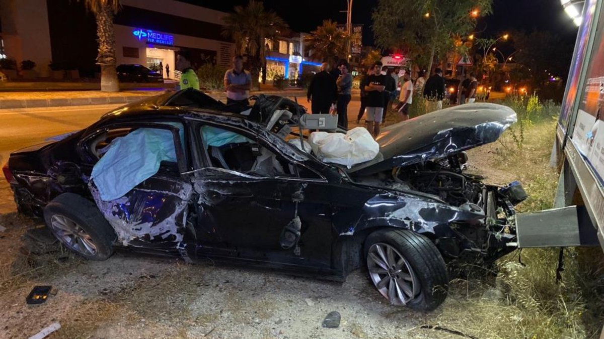 Bodrum'da Refüje çıkan otomobil taklalar attı!