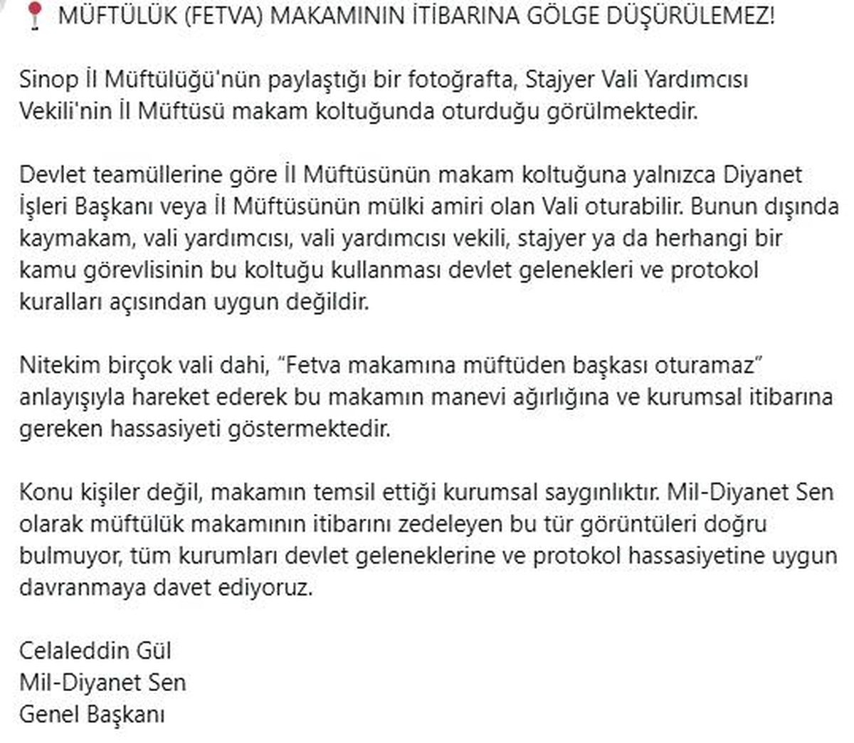 Müftülük makamı tartışması: "Fetva makamına müftüden başkası oturamaz"