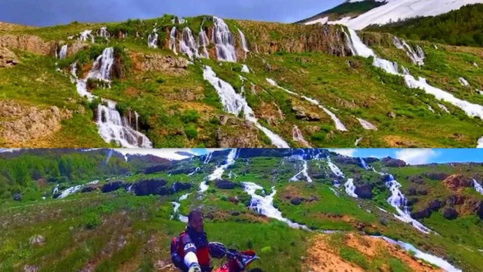 Erzincan'daki Konarlı Şelalesi Motokroscuların kamerasında