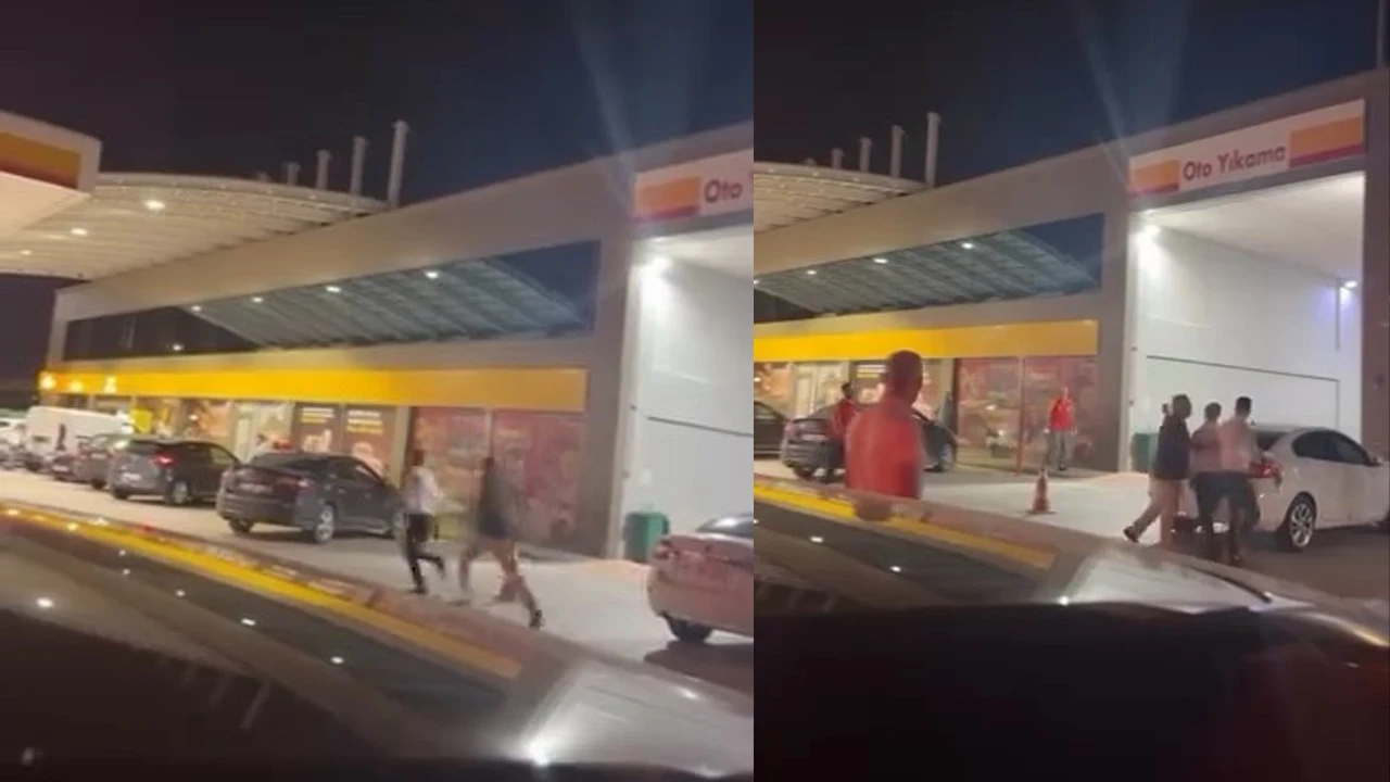 Bursa'da akaryakıt istasyonunda sopalı kavga: O anlar kamerada