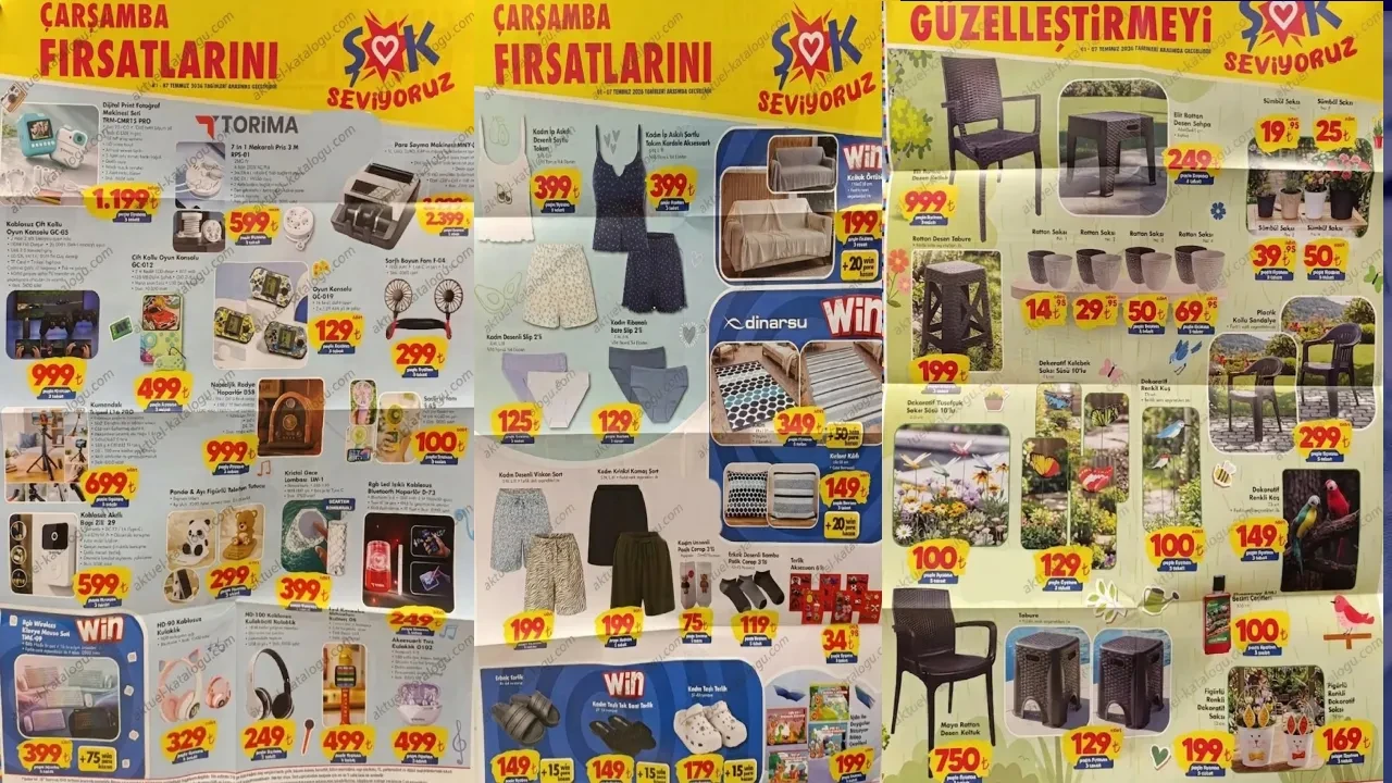 ŞOK 1-7 Temmuz Aktüel Ürünler Kataloğu 2026! Halı çeşitleri, sehpa, oyun konsolu, klavye-mouse seti, kulaklık geliyor