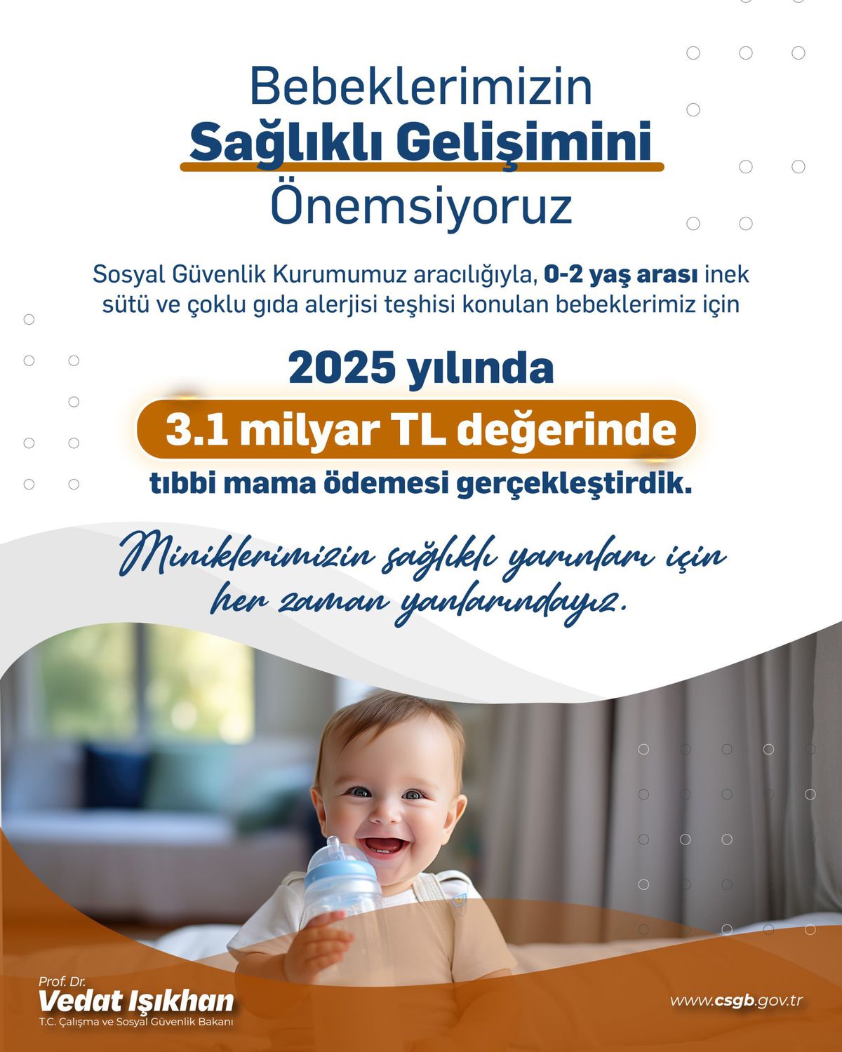 Gıda alerjisi olan bebekler için 3,1 milyar TL mama ödemesi yapıldı