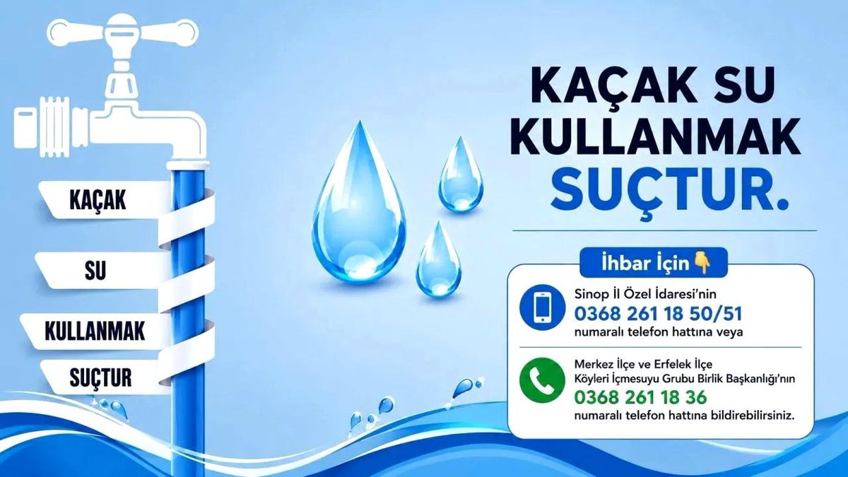Sinop'ta kaçak su kullanan 8 haneye toplam 280 bin TL para cezası
