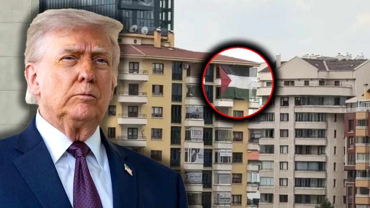 Ankara'da dikkat çeken manzara! Trump'ın kalacağı otelin karşısına asıldı