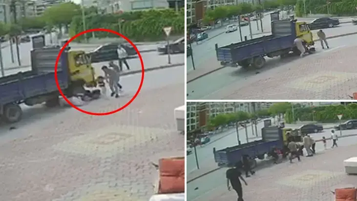Kamyonetin çarptığı bisikletteki 3 çocuk aracın altında kaldı! Dehşet anları kamerada