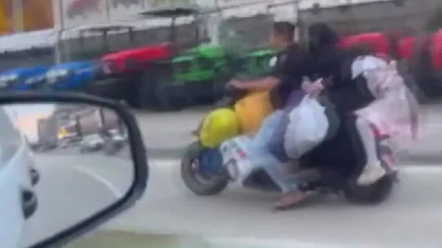 Bursa'da elektrikli scooter üzerindeki tehlikeli yolculuk kamerada