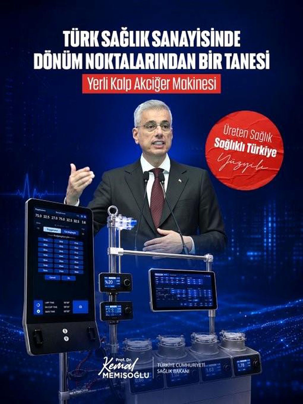 Bakan Memişoğlu'ndan "Yerli Kalp Akciğer Makinesi" paylaşımı