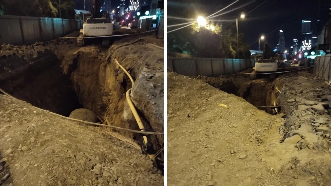 İstanbul'da kontrolden çıkan taksi çukura düştü