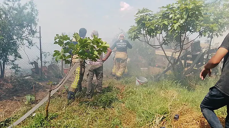 Silivri'de otlukta çıkan yangın gecekonduya sıçradı
