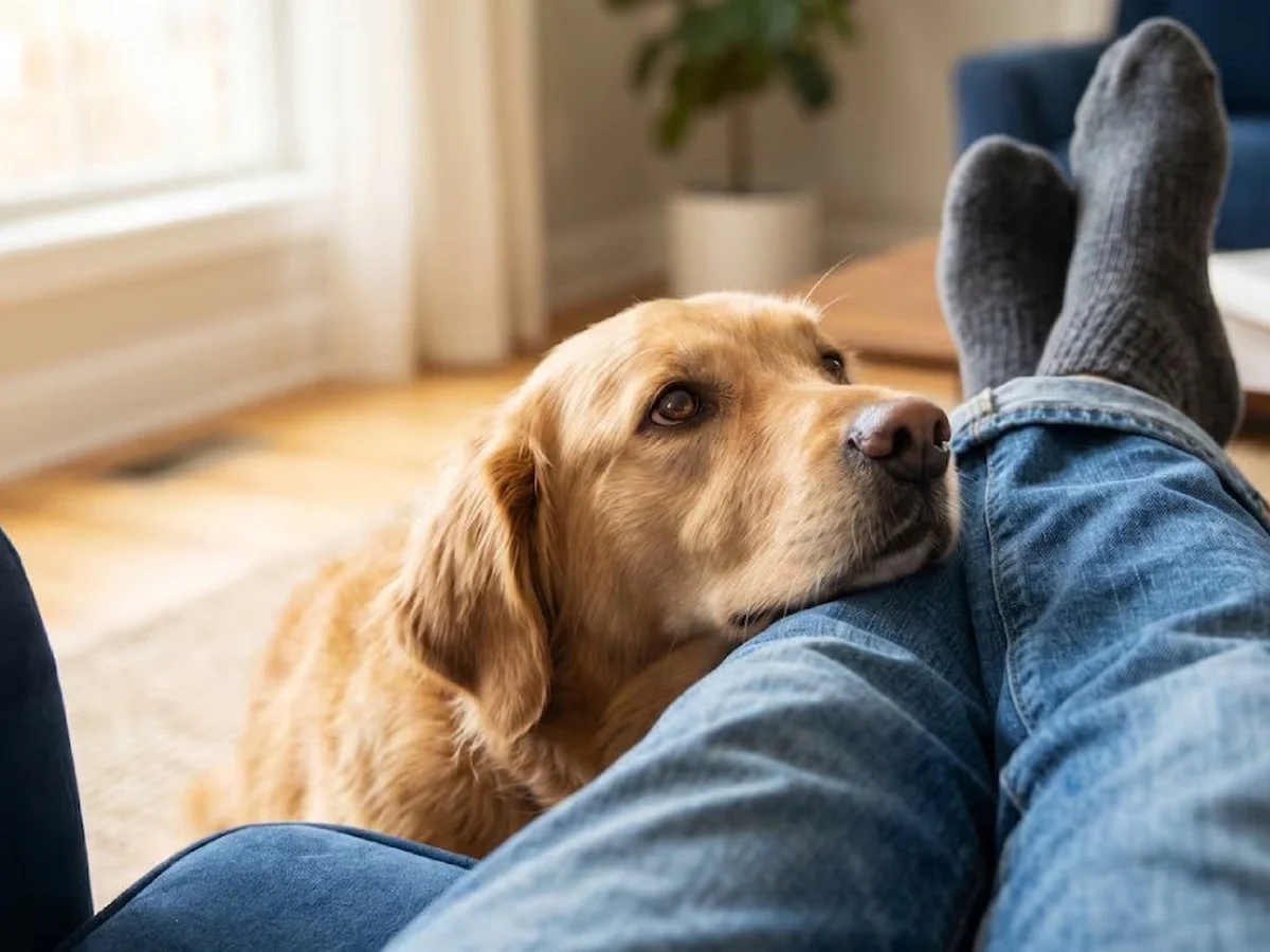 Köpekler kafasını neden sahibinin bacağına yaslar: Uzmanlar açıklıyor