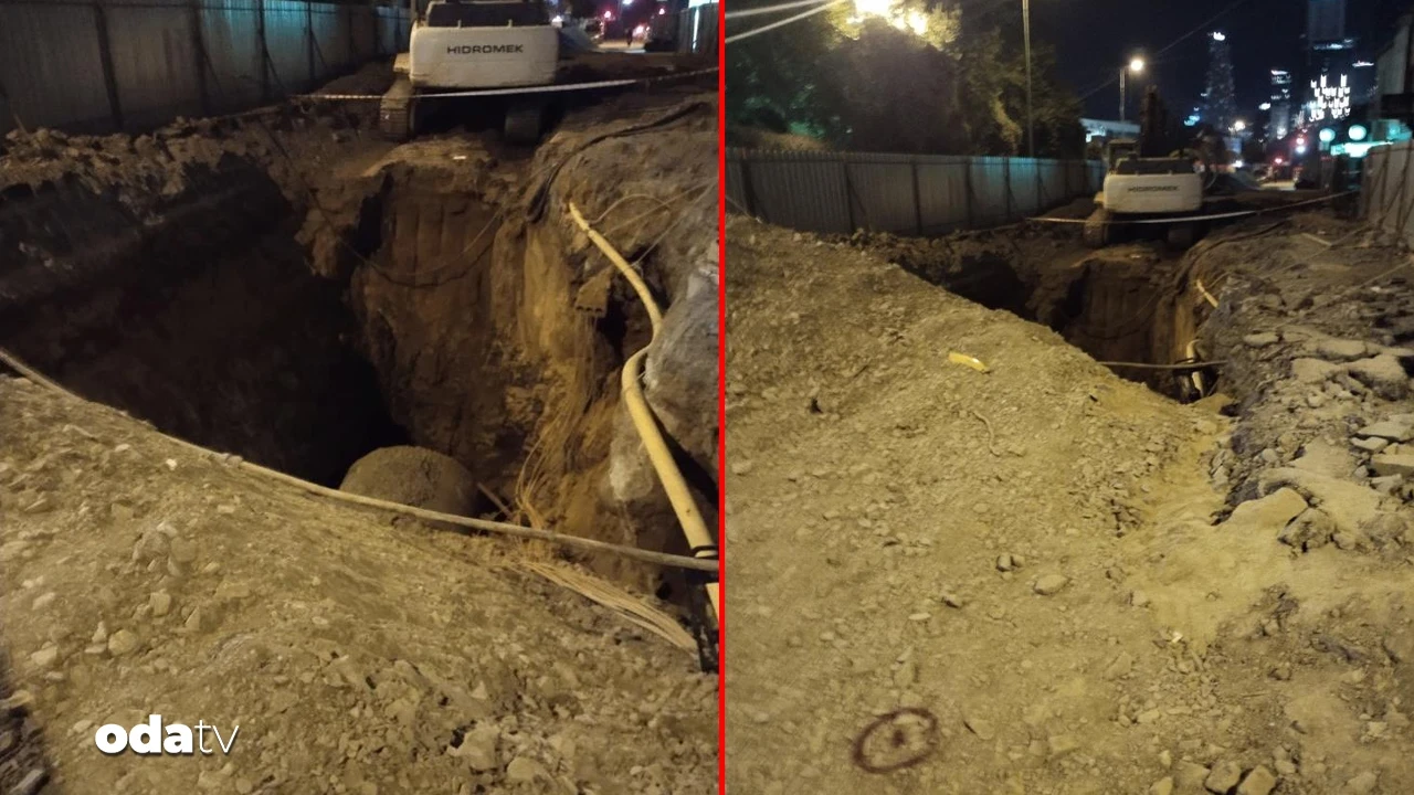 Ataşehir'de kontrolden çıkan taksi doğal gaz çukuruna düştü