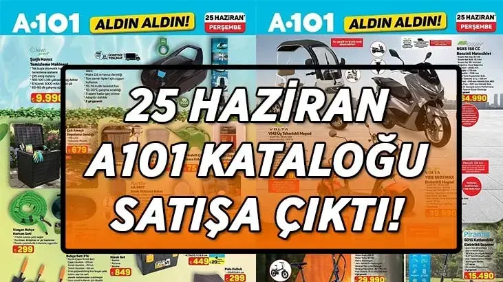 25 HAZİRAN A101 KATALOĞU SATIŞA ÇIKTI! A101 Aldın Aldın 25 Haziran Perşembe aktüel kataloğunda hangi ürünler var? Klima, Valiz Çeşitleri, Oyuncu Koltuğu, Havuz Temizleme Makinesi...